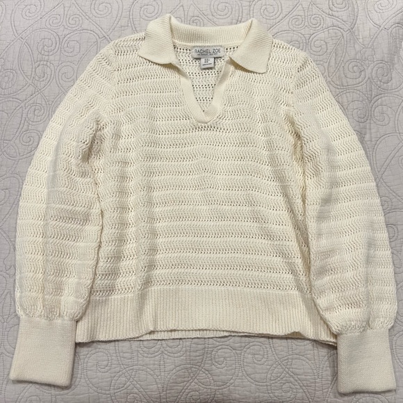 Rachel Zoe Knit Collared Pullover in Eggshell/Cream - Picture 1 of 2